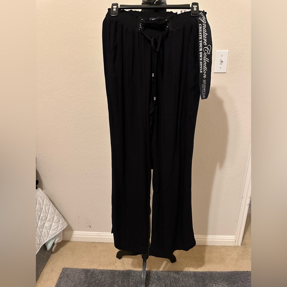 Women's Wide Leg Pull‎ on Dty Knit Pant with Elastic Waist and Self Adjustable M